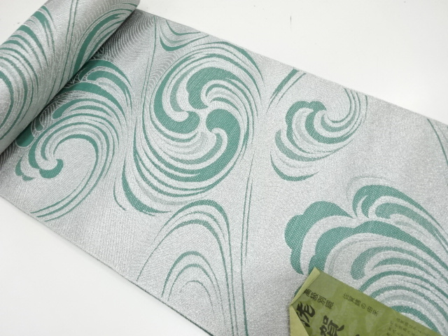 アンティーク　流水模様織り出し　名古屋帯地反物